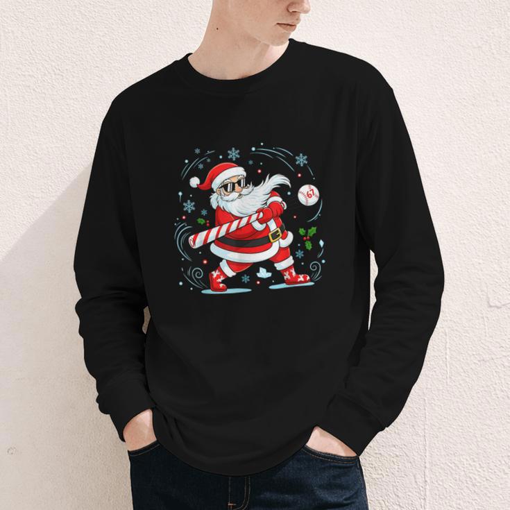 Baseball Santa 67 Christmas Xmas Pajamas Boys Kid Youth Long Sleeve Tee