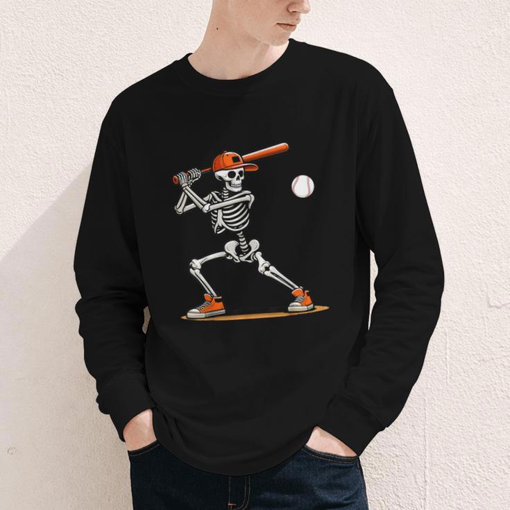 Baseball Skeleton Spooky Boys Halloween Baseball Player Youth Long Sleeve Tee Baseball Skeleton Spooky Boys Halloween Baseball Player Youth Long Sleeve Tee