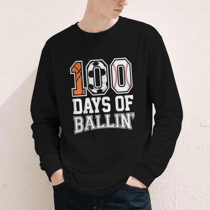 Baseball Soccer Basketball 100 Days Of School Youth Long Sleeve Tee Baseball Soccer Basketball 100 Days Of School Youth Long Sleeve Tee