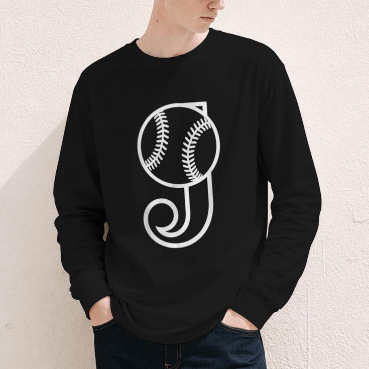 Baseball Sport Player Monogram Cool Initial Letter J Youth Long Sleeve Tee