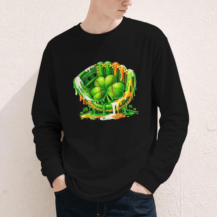 Baseball St Patricks Day Carnival Party Ice Cream Drip Boys Youth Long Sleeve Tee