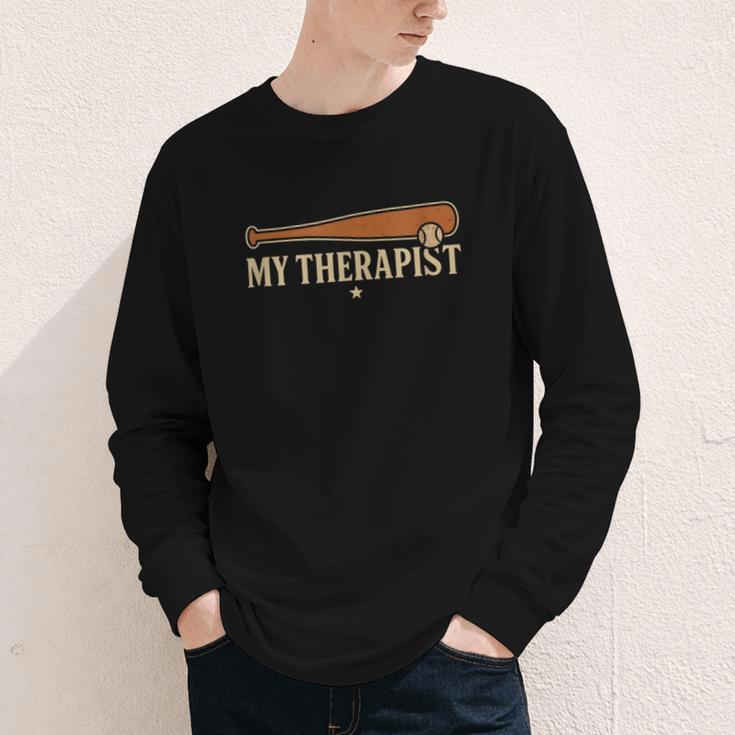 Baseball Tee My Therapist Bat Men Women Kids Youth Long Sleeve Tee Baseball Tee My Therapist Bat Men Women Kids Youth Long Sleeve Tee
