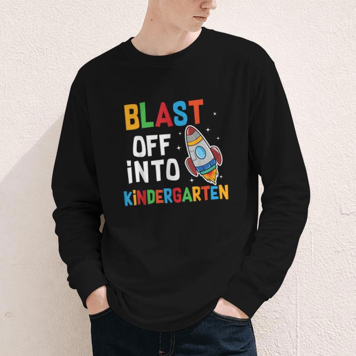 Blast Off Into Kindergarten Back To School Rocket Youth Long Sleeve Tee