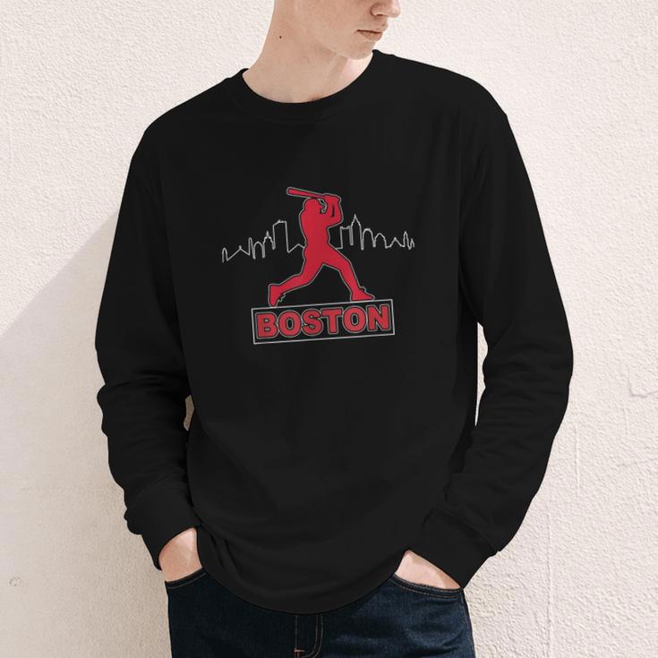 Boston Lovers Skyline Retro Baseball Heartbeat Men Women Youth Long Sleeve Tee Boston Lovers Skyline Retro Baseball Heartbeat Men Women Youth Long Sleeve Tee