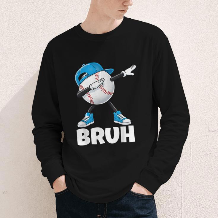Boys Baseball Graphic Tee Teen Apparel Cute Meme Bruh Youth Long Sleeve Tee