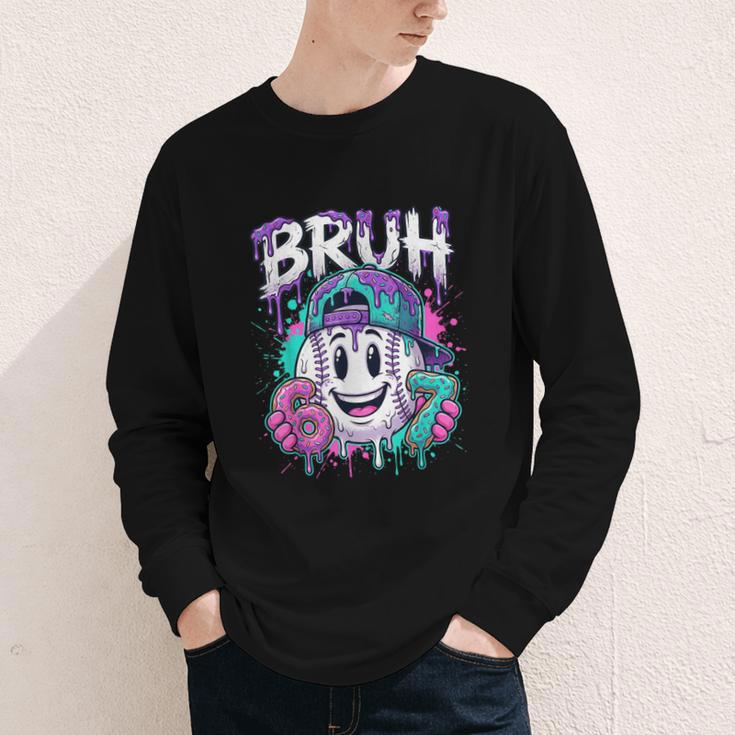 Bruh 67 Baseball Drip Boys Kids Six Seven Meme 6-7 Dripping Youth Long Sleeve Tee