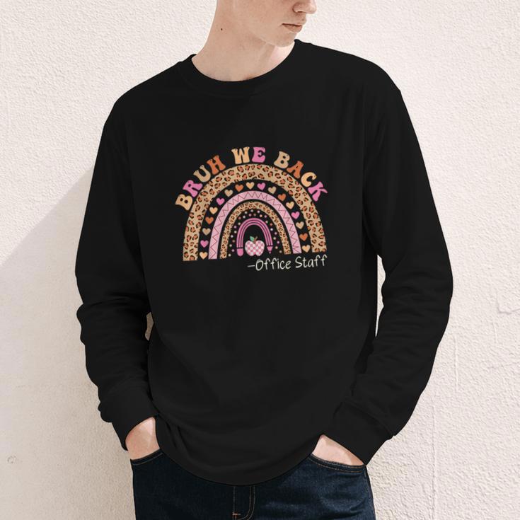 Bruh We Back To School Office Support Staff Leopard Rainbow Youth Long Sleeve Tee
