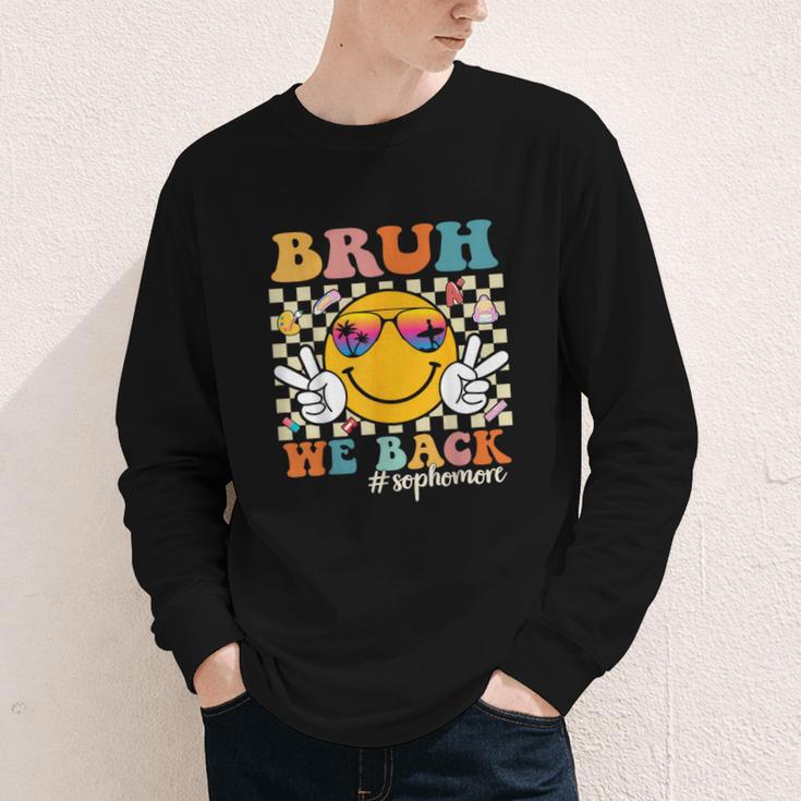 Bruh We Back Sophomore Retro Back To School Boys Girls Kids Youth Long Sleeve Tee