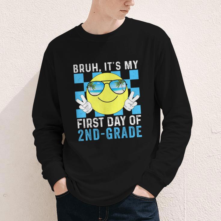 Bruh It's My First Day Of 2nd-Grade Back To School Kids Boys Youth Long Sleeve Tee