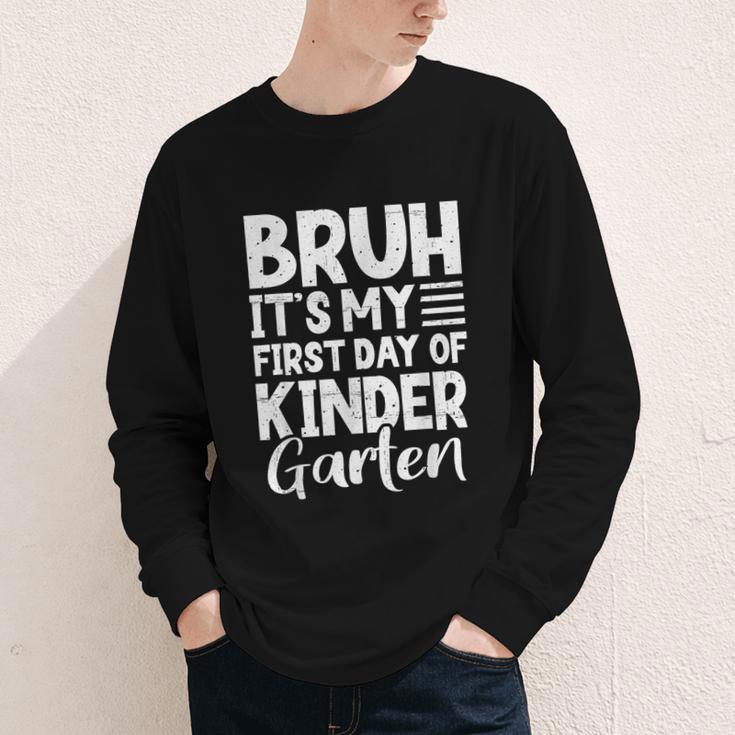 Bruh It's My First Day Of Kindergarten Back To School 2025 Youth Long Sleeve Tee Bruh It's My First Day Of Kindergarten Back To School 2025 Youth Long Sleeve Tee