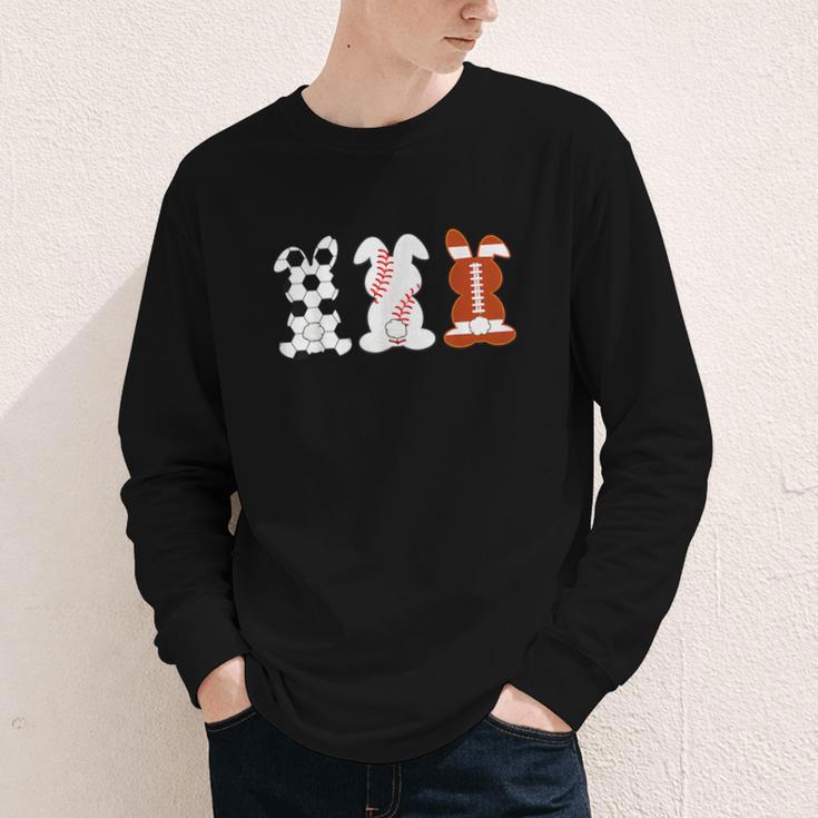 Bunny Football Baseball Sport Easter Day Youth Long Sleeve Tee
