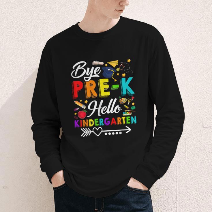 Bye Pre-K Hello Kindergarten Students Pupils Back To School Youth Long Sleeve Tee