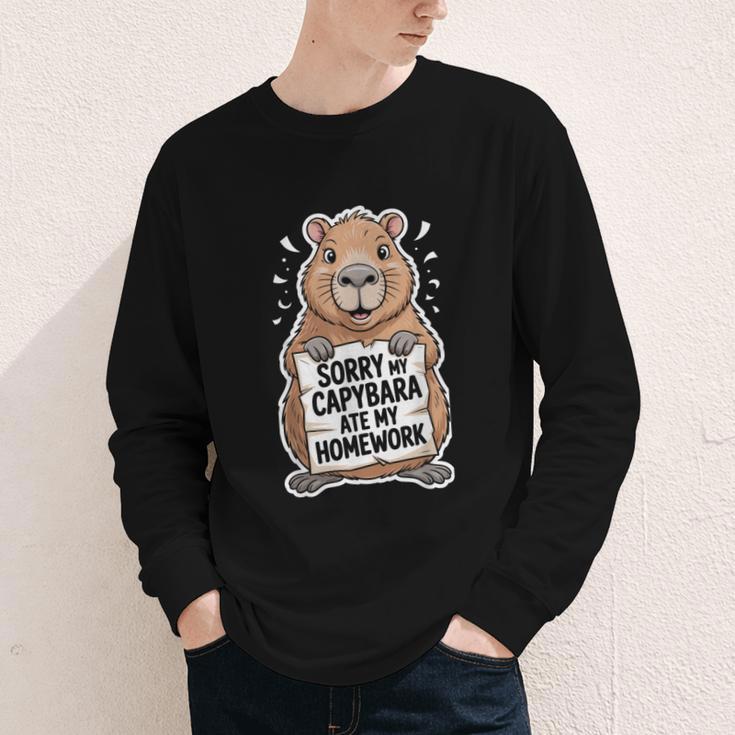 Capybara Ate My Homework Sorry Back To School Animal Youth Long Sleeve Tee