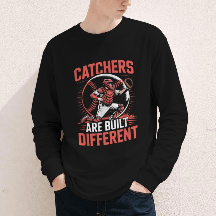 Catchers Are Built Different Baseball Catcher Youth Long Sleeve Tee