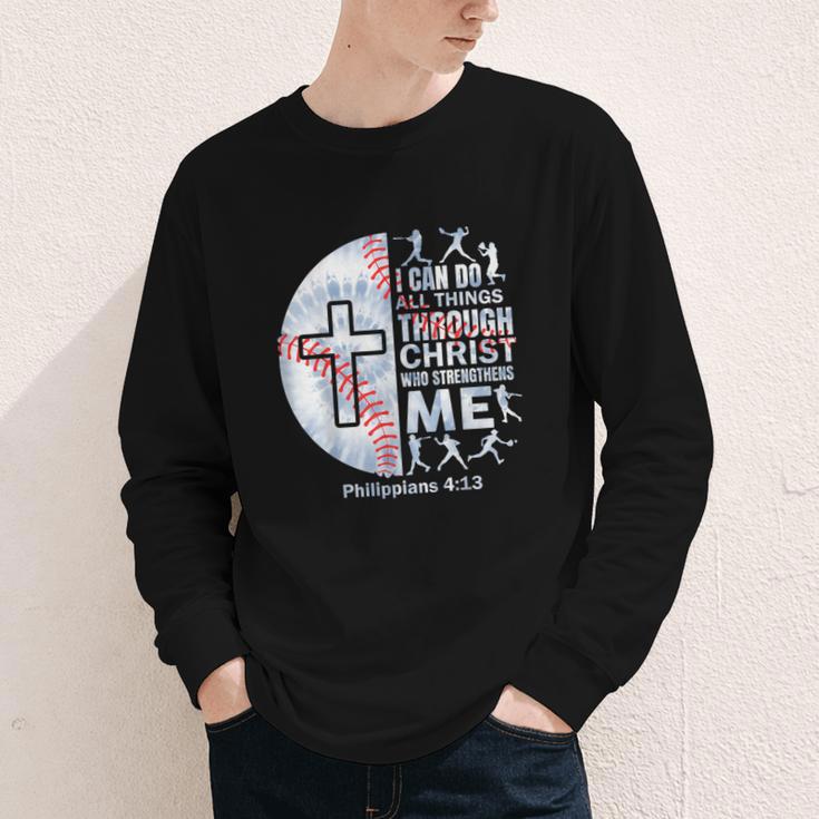Christian Baseball Men Boy Player Team Religious Philippians Youth Long Sleeve Tee