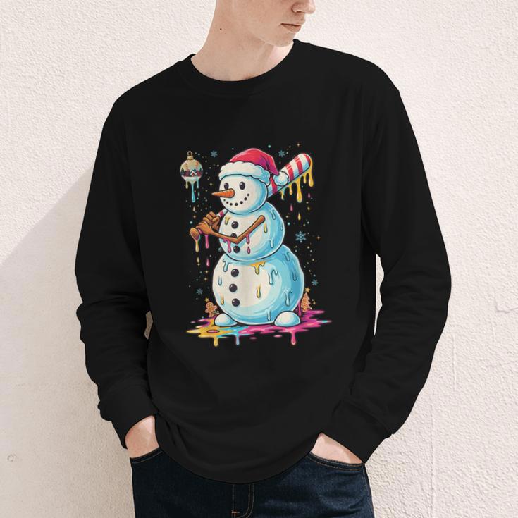 Christmas Baseball Snowman Drip For Boys Men Girls Women Youth Long Sleeve Tee Christmas Baseball Snowman Drip For Boys Men Girls Women Youth Long Sleeve Tee