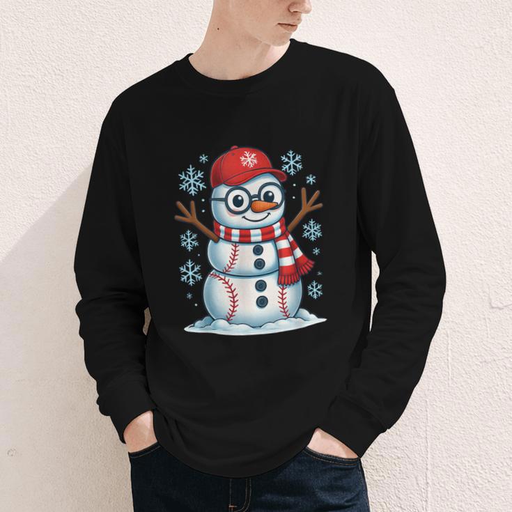 Christmas Baseball Snowman Xmas Pajamas Women Men Boys Youth Long Sleeve Tee Christmas Baseball Snowman Xmas Pajamas Women Men Boys Youth Long Sleeve Tee