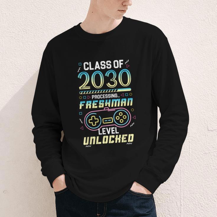 Class 2030 Gaming Freshman Level Unlocked Back To School Youth Long Sleeve Tee