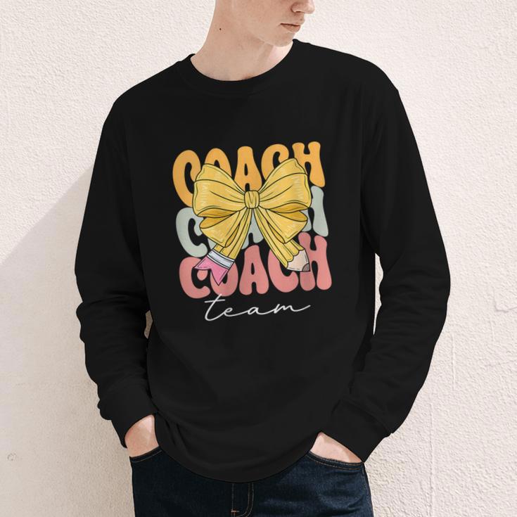 Coach Team Groovy Coquette Bow Cute Back To School Youth Long Sleeve Tee Coach Team Groovy Coquette Bow Cute Back To School Youth Long Sleeve Tee