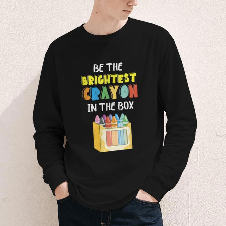 Crayon Be The Brightest Students Crayons Back To School Youth Long Sleeve Tee Crayon Be The Brightest Students Crayons Back To School Youth Long Sleeve Tee