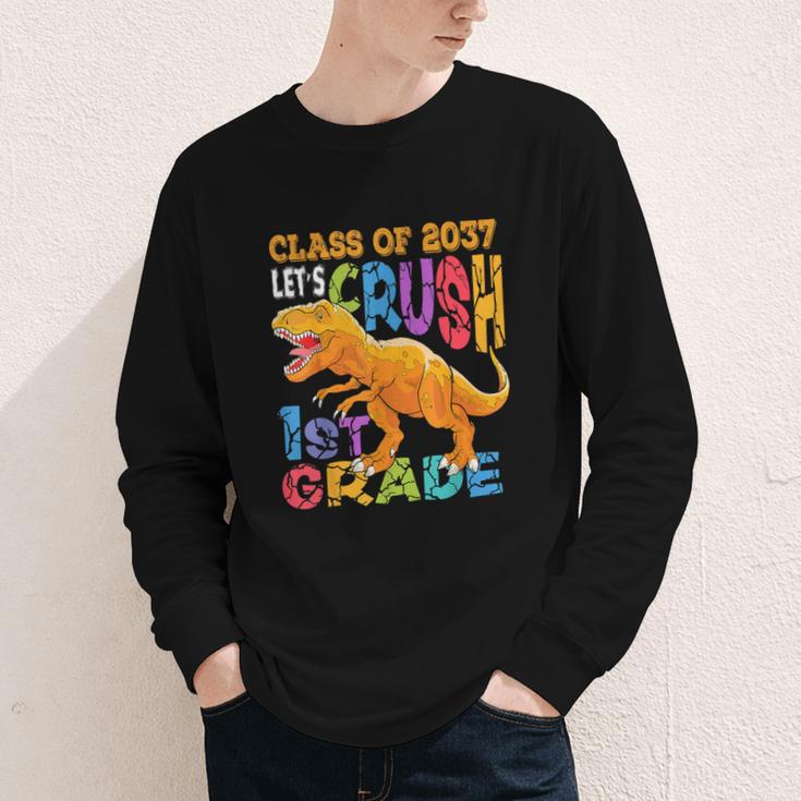 Crush 1st Grade Dinosaur Back To School Class Of 2037 Boy Youth Long Sleeve Tee Crush 1st Grade Dinosaur Back To School Class Of 2037 Boy Youth Long Sleeve Tee