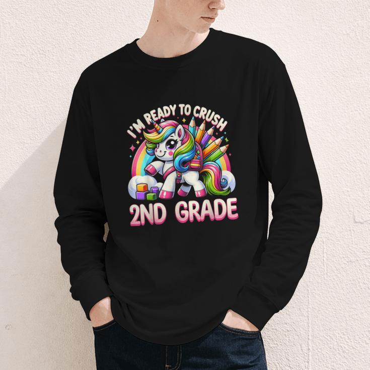 Crush 2nd Grade Girls Back To School Unicorn First Day Cute Youth Long Sleeve Tee
