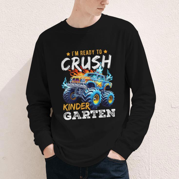 Crush Kindergarten Monster Truck Back To School Boys Youth Long Sleeve Tee Crush Kindergarten Monster Truck Back To School Boys Youth Long Sleeve Tee