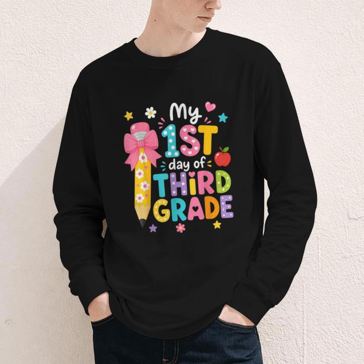 Cute My 1st Day Of Third Grade Pencil Back To School Girls Youth Long Sleeve Tee