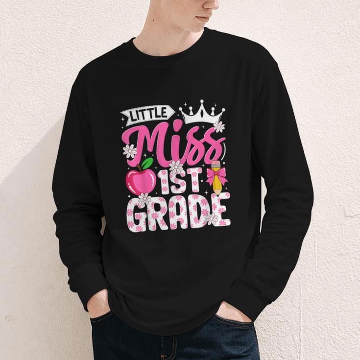 Cute Back To School 1st Grade Girls Kids First Day Of School Youth Long Sleeve Tee