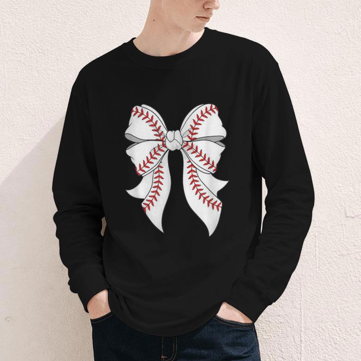 Cute Baseball Coquette Bow For Women Girls Baseball Mama Mom Youth Long Sleeve Tee Cute Baseball Coquette Bow For Women Girls Baseball Mama Mom Youth Long Sleeve Tee