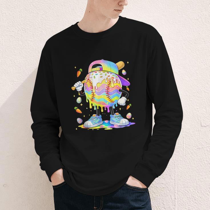 Cute Easter Baseball Ice Cream Boys Girls Kids Youth Long Sleeve Tee