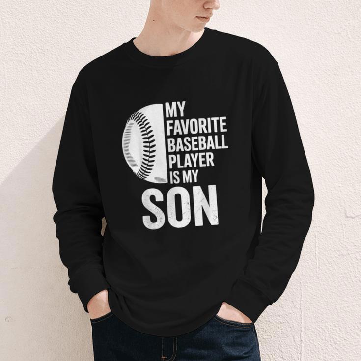 Cute Favorite Baseball Player Is My Son Women Men Youth Long Sleeve Tee Cute Favorite Baseball Player Is My Son Women Men Youth Long Sleeve Tee