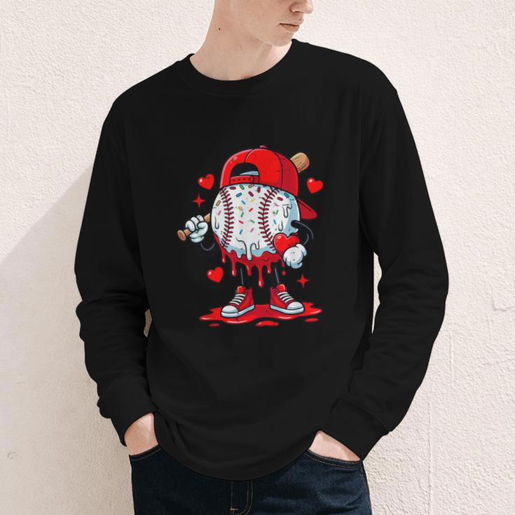 Cute Game Day Baseball Ice Cream Drip Valentine Love XOXO Youth Long Sleeve Tee Cute Game Day Baseball Ice Cream Drip Valentine Love XOXO Youth Long Sleeve Tee