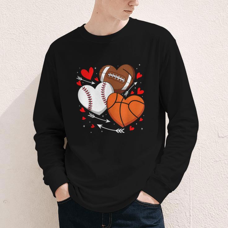 Cute Heart Baseball Basketball Football Valentine Boy Men Youth Long Sleeve Tee Cute Heart Baseball Basketball Football Valentine Boy Men Youth Long Sleeve Tee