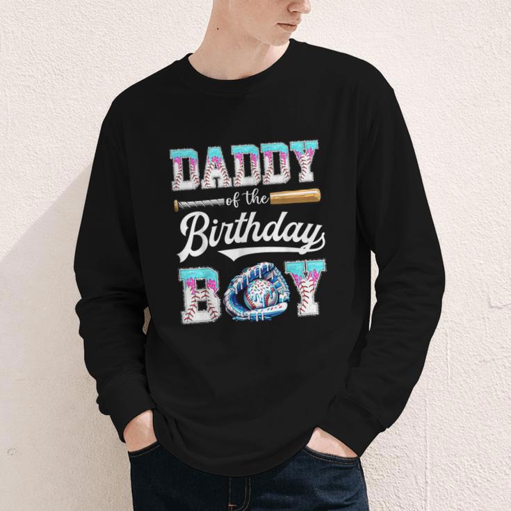 Daddy Of The Birthday Boy Baseball Ice Cream Drip Matching Youth Long Sleeve Tee