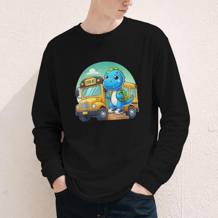 Dinosaur Kids Riding a Bus Back To School Ready To Crush Youth Long Sleeve Tee Dinosaur Kids Riding a Bus Back To School Ready To Crush Youth Long Sleeve Tee