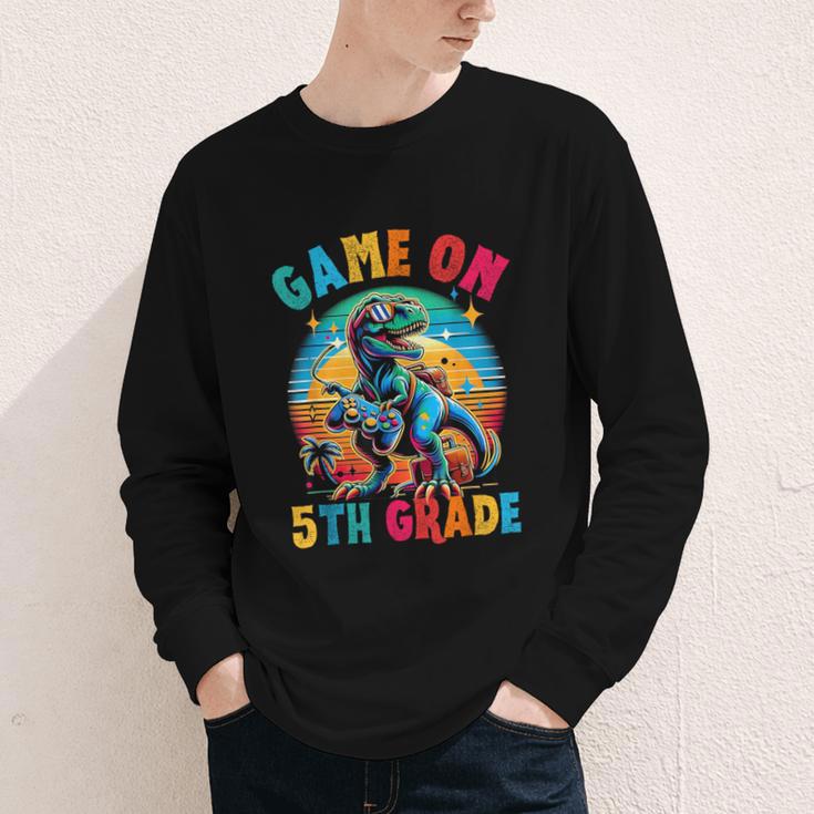 Dinosaur Video Games Back To School 5th Grade Boys Gamer Youth Long Sleeve Tee Dinosaur Video Games Back To School 5th Grade Boys Gamer Youth Long Sleeve Tee