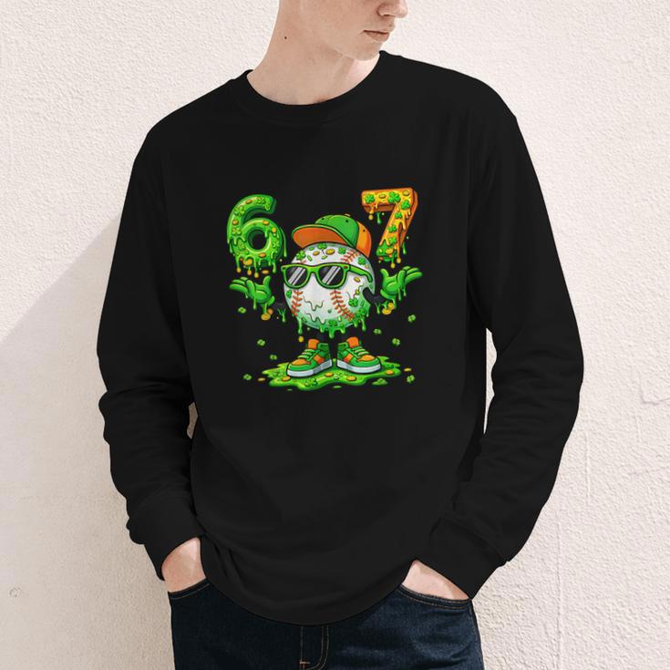 Drip Baseball Irish Shamrock St Patricks Men Boy Kid Youth Long Sleeve Tee