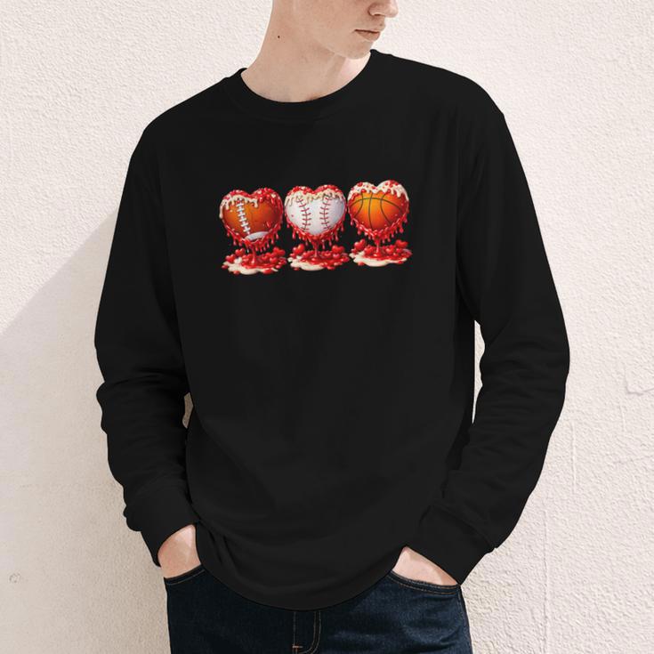 Drip Valentines Day Basketball Baseball Football Boy Men Kid Youth Long Sleeve Tee