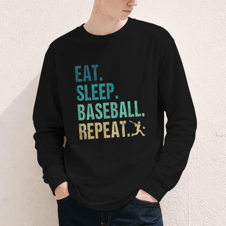 Eat Sleep Baseball Repeat Baseball Player Baseball Youth Long Sleeve Tee