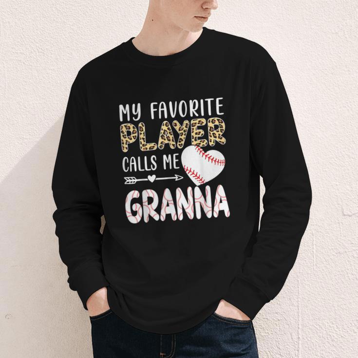 My Favorite Player Calls Me Granna Baseball Leopard Youth Long Sleeve Tee