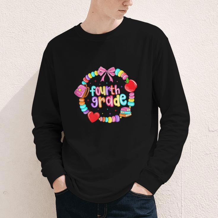 First Day Of 4th Grade Friendship Bracelet Back To School Youth Long Sleeve Tee