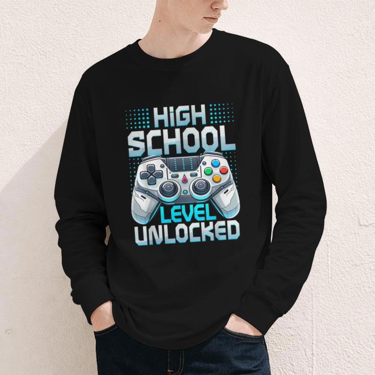 First Day Of High School Level Unlocked Back To School Gamer Youth Long Sleeve Tee First Day Of High School Level Unlocked Back To School Gamer Youth Long Sleeve Tee