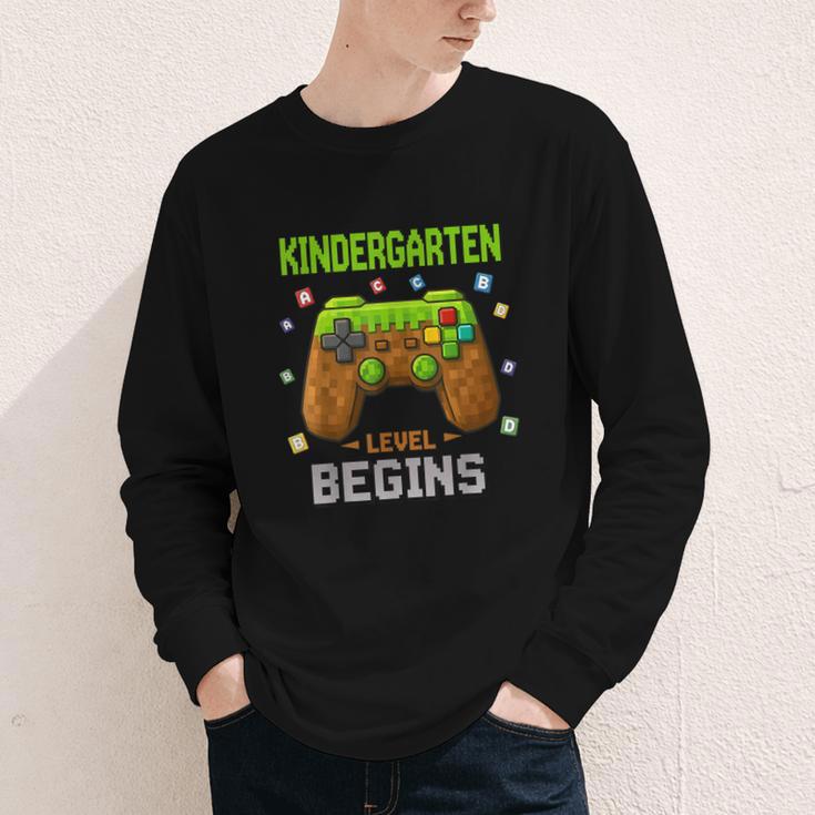 First Day Of Kindergarten Level Begins Back To School Youth Long Sleeve Tee First Day Of Kindergarten Level Begins Back To School Youth Long Sleeve Tee
