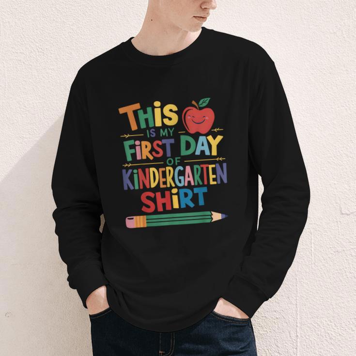 This Is My First Day Of Kindergarten Shirt Back To School Youth Long Sleeve Tee