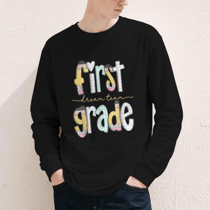 First Grade Dream Team Pencil Back To School Boys Girls Youth Long Sleeve Tee