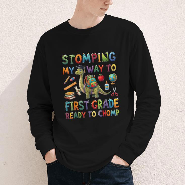 First Grade Graduation Dinosaur Dino Back To School Student Youth Long Sleeve Tee