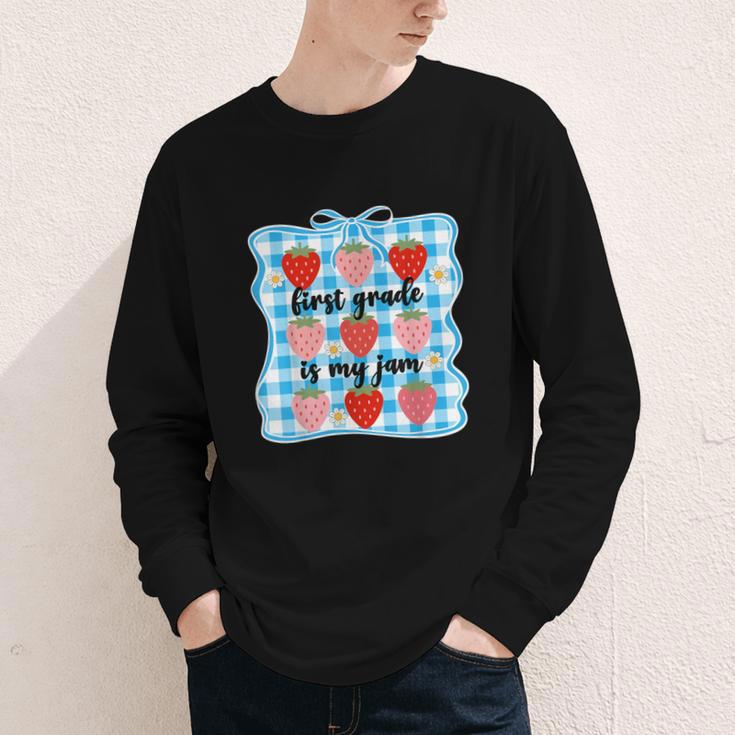 First Grade Is My Jam Strawberry 1st Grade Back To School Youth Long Sleeve Tee First Grade Is My Jam Strawberry 1st Grade Back To School Youth Long Sleeve Tee
