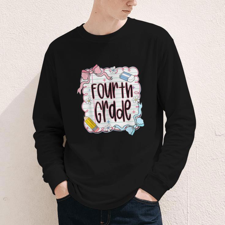 Fourth Grade Back To School For Girls Pink Notebook Youth Long Sleeve Tee Fourth Grade Back To School For Girls Pink Notebook Youth Long Sleeve Tee