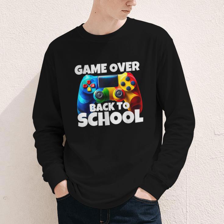 Game Over Back To School Gaming Controller Kids Gamer Youth Long Sleeve Tee